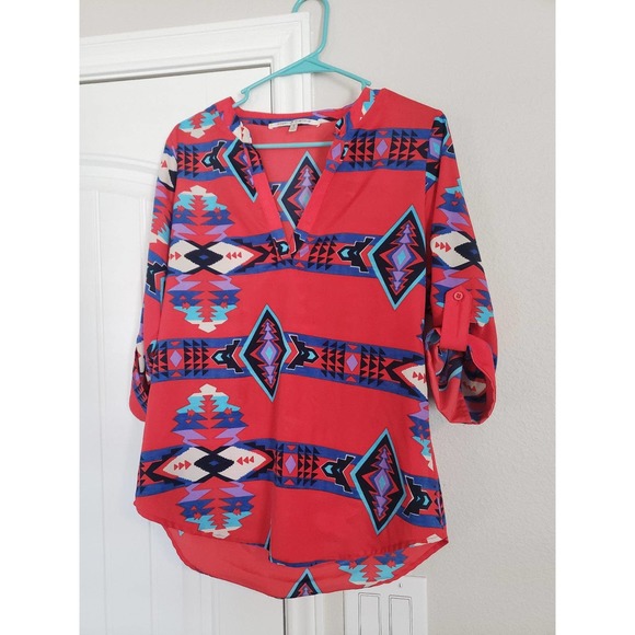 Collective concepts red aztec blouse - Picture 1 of 3